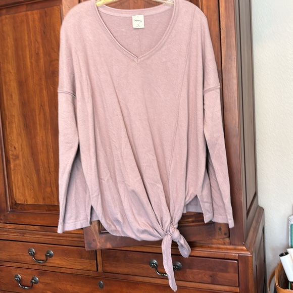 Soma - Women’s Soft Lightweight Sweater with tie bottom. Color: Mauve.  Size: M - Picture 3 of 5